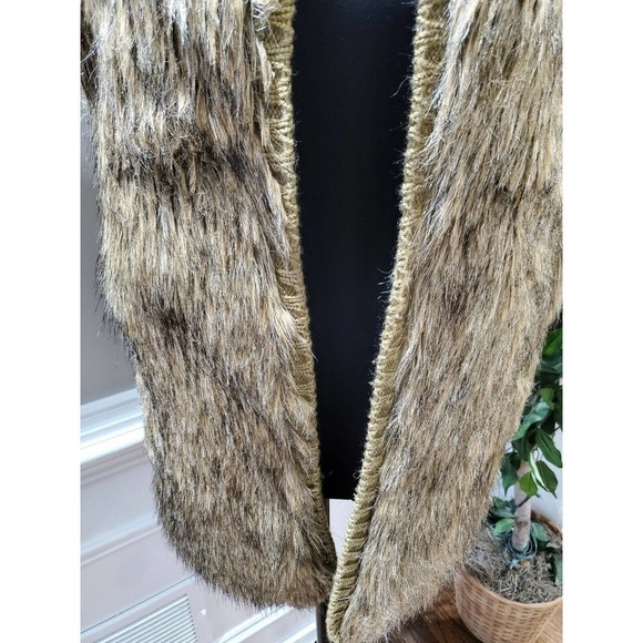 Xhilaration Womens Brown Acrylic Long Sleeve Open Front Fur Jacket Size XL - Picture 3 of 9